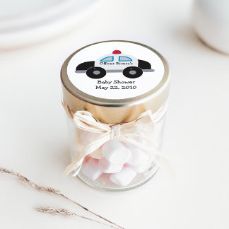 Rond Baby shower de voiture de police ou Sticker Faveur