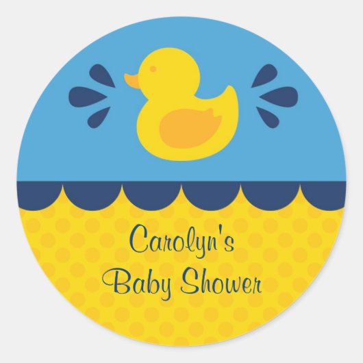 Rond Baby shower en caoutchouc Ducky Favoriser Sticker (Devant)