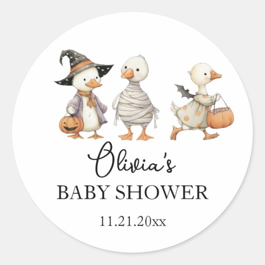 Rond Baby Shower Halloween goose sticker (Devant)