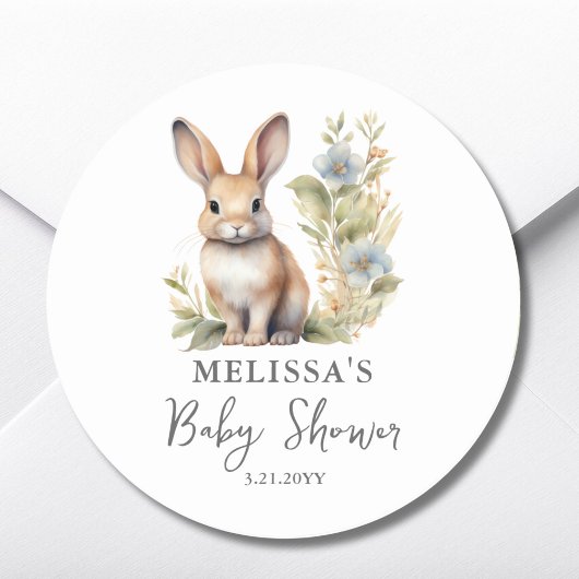 Rond Baby shower lapin mignon Favoriser Sticker