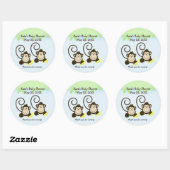 Rond BABY SHOWER SILLY MONKEYS TWINS Favoriser Sticker (Feuille)