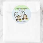 Rond BABY SHOWER SILLY MONKEYS TWINS Favoriser Sticker (Sac)