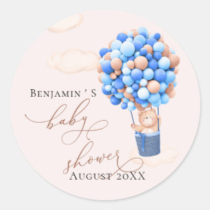 Rond Baby shower Sticker Bear Balloons Chocolat