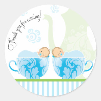 Rond Baby shower Tea Party Favoriser Sticker | Jumeaux