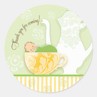 Rond Baby shower Tea Party Favoriser Sticker | Neutre