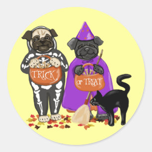 Rond Bac ou traitement des Carlins d'Halloween Sticker 