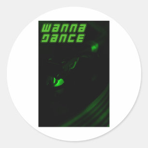 Rond Bac vert Wanna Dance Texte Sticker vertical