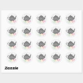 Rond Baguette Gris & Teapot High Tea Sticker (Feuille)
