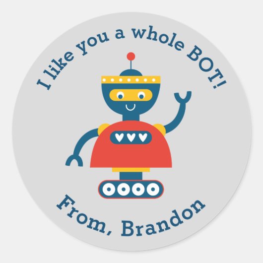 Rond Baguette Robot Sticker de jour pour les petits Val (Devant)