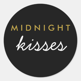 Rond Baisers de minuit Sticker de mariage Black Gold