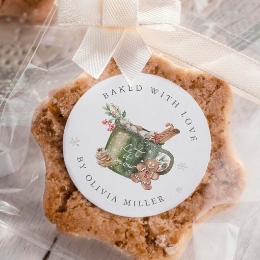 Rond Baked With Love Christmas Hot Cocoa Sticker