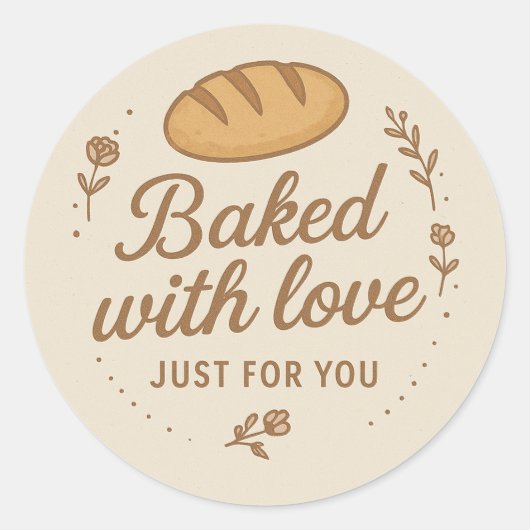Rond Baked With Love Sticker Label (Devant)