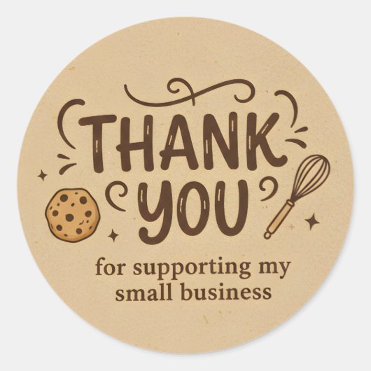 Rond Baker Thank You Sticker  Custom Baking Icon Design (Devant)