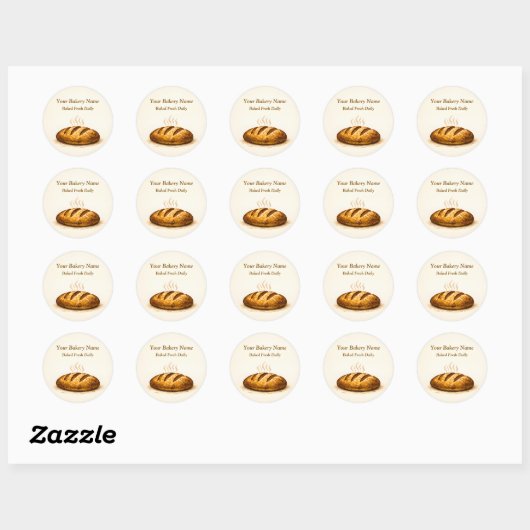 Rond Bakery Logo Sticker - Custom Bread Icon Design (Feuille)