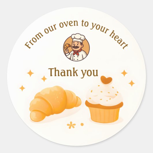Rond Bakery Thank You Sticker Custom Chef Logo Design (Devant)