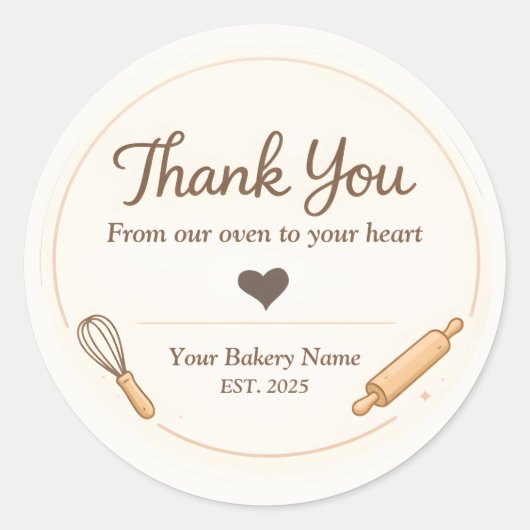 Rond Bakery Thank You Sticker - Custom Creamy Design (Devant)