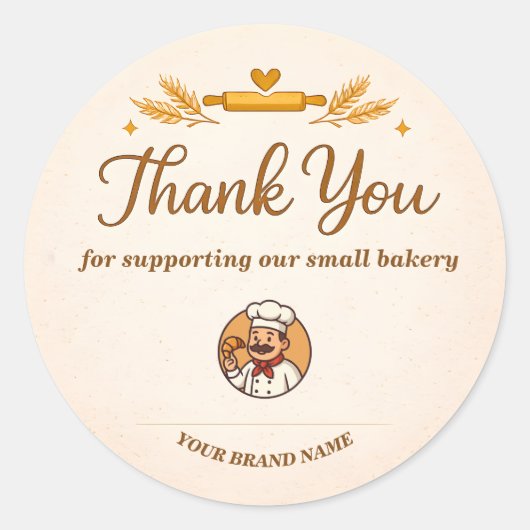 Rond Bakery Thank You Sticker - Custom Rustic Design (Devant)