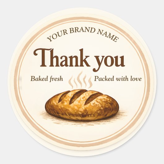 Rond Bakery Thank You Sticker - Loaf of Bread Design (Devant)