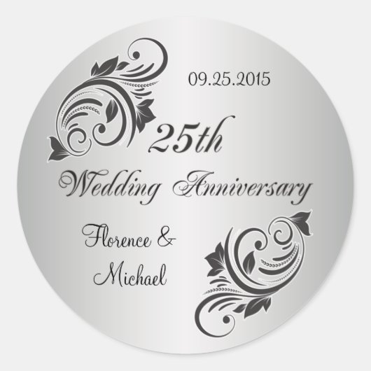 Rond Balances et fleurs argent noir Sticker (Devant)