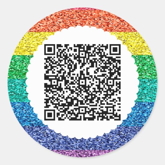 Rond Balayage QR code rainbow Classic Round Sticker (Devant)