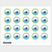 Rond Baleine Anniversaire Fête Favoriser Balise Sticker (Feuille)