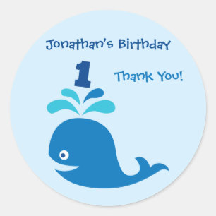 Rond Baleine bleue 1er anniversaire Favoriser Sticker
