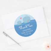 Rond Baleines sous le Baby shower marin Sticker Merci (Enveloppe)