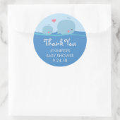 Rond Baleines sous le Baby shower marin Sticker Merci (Sac)