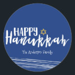 Rond Balise cadeau Hanoukka Star of David Sticker<br><div class="desc">Balise cadeau Happy Hanoukka Star of David Sticker est parfaite pour vos cadeaux de vacances. Il y a d'autres produits que nous avons qui correspondent à cette conception.</div>