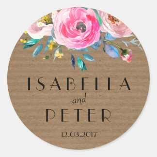 Rond Balise Sticker Mariage Rustique Kraft