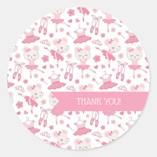 Rond Ballerina Ballet Danse Sticker rose (Devant)