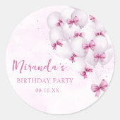 Rond Ballons de cabot rose Sticker d'anniversaire (Devant)