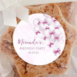 Rond Ballons de cabot rose Sticker d'anniversaire