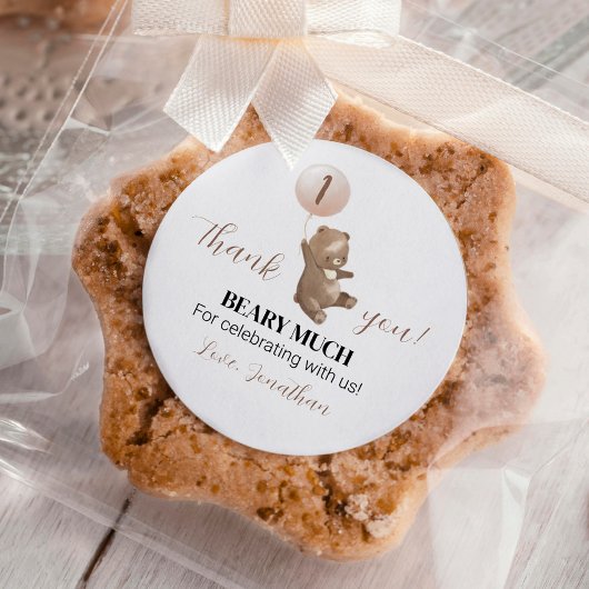 Rond Ballons d'ours minimaux 1er Sticker d'anniversaire