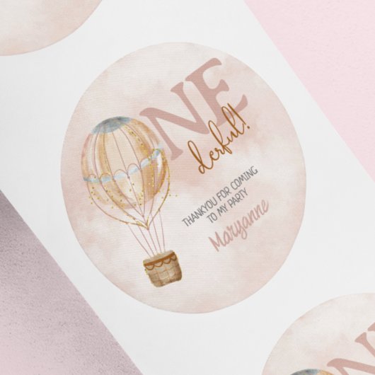 Rond Balloon à air chaud 1er Anniversaire Sticker Thank