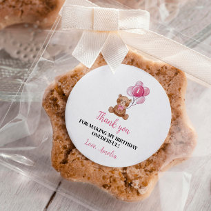 Rond Balloon d'ours rose Teddy Premier Sticker d'annive
