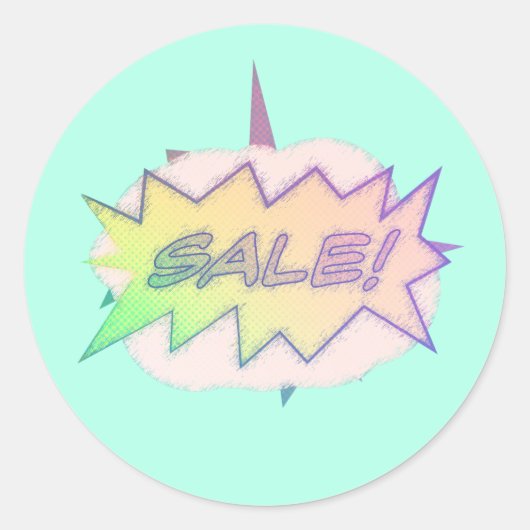 Rond Bande dessinée Funky Starburst Sticker à vendre - (Devant)