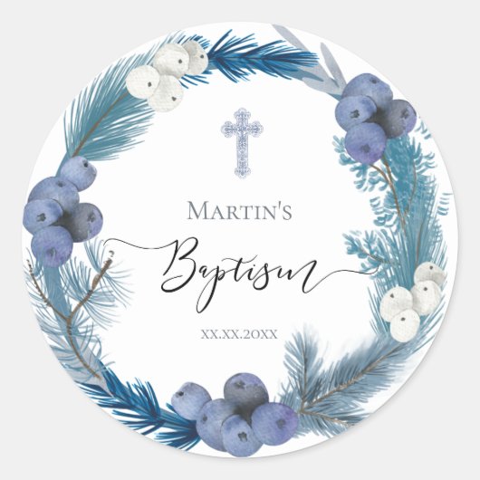 Rond Baptême d'hiver Classic Round Sticker (Devant)