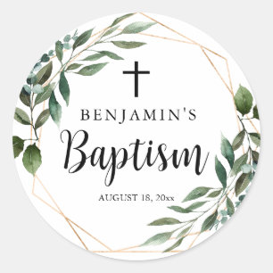 Rond Baptême Gold Cross Greenerm Classic Round Sticker
