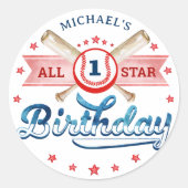 Rond Baseball Anniversaire Fête Favoriser Sticker (Devant)