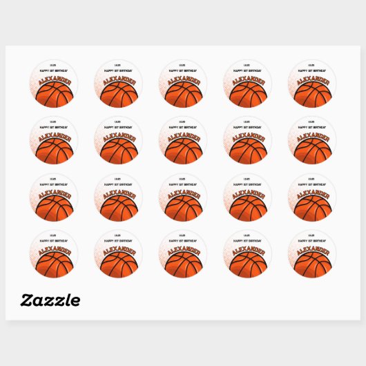 Rond Basket-ball Anniversaire Bash Sticker (Feuille)