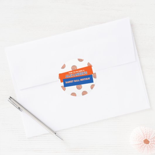 Rond Basket-ball Anniversaire Bash Sticker (Enveloppe)