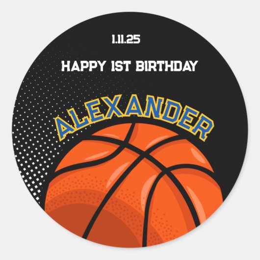 Rond Basket-ball Anniversaire Bash Sticker (Devant)