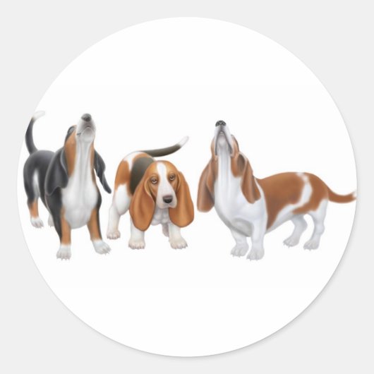 Rond Basset Hounds Sticker (Devant)