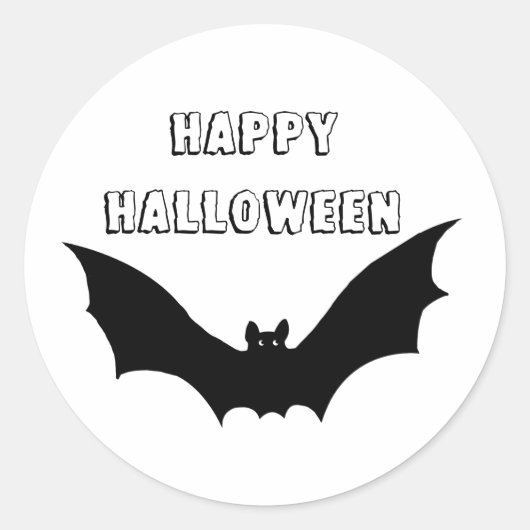 Rond Bat Happy Halloween Classic Round Sticker (Devant)