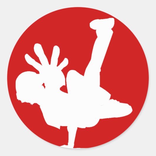 Rond BBOY sticker blanc/rouge (Devant)