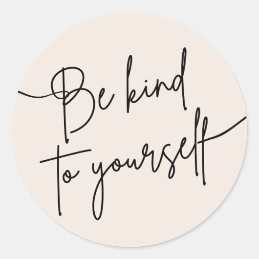 Rond “Be Kind to Yourself” Self Care Quote Sticker (Devant)