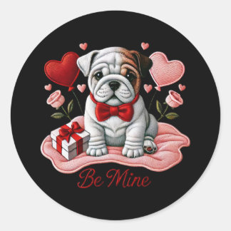 Rond Be Mine Valentine Anglais Bulldog Sticker Seals