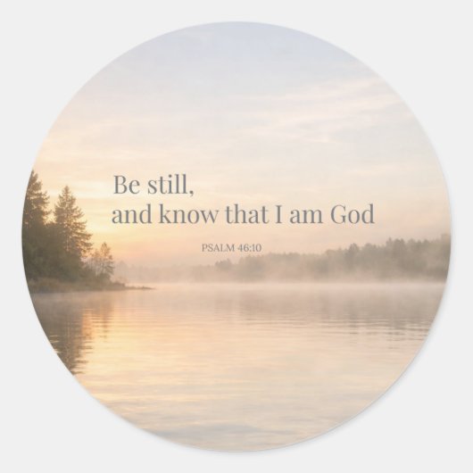 Rond Be Still Christian Sticker – Psalm 46:10 Scripture (Devant)