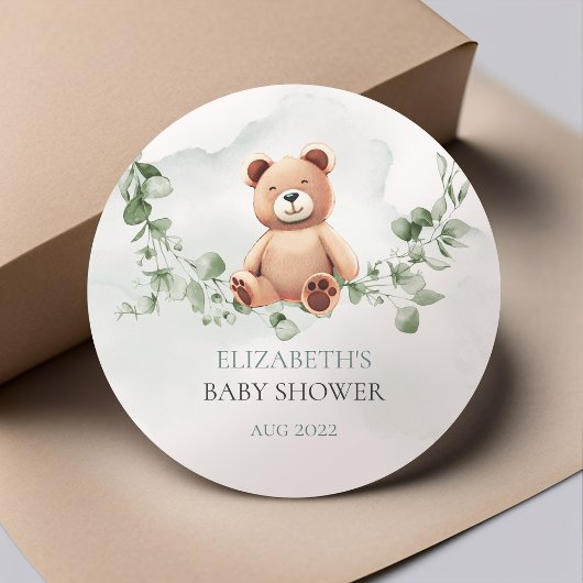 Rond Bear Baby shower Classic Round Sticker